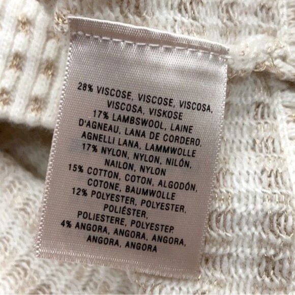 Anthropologie Sparrow Cream Gold Gilt Grid Sweater Dress Size Small - Picture 10 of 11
